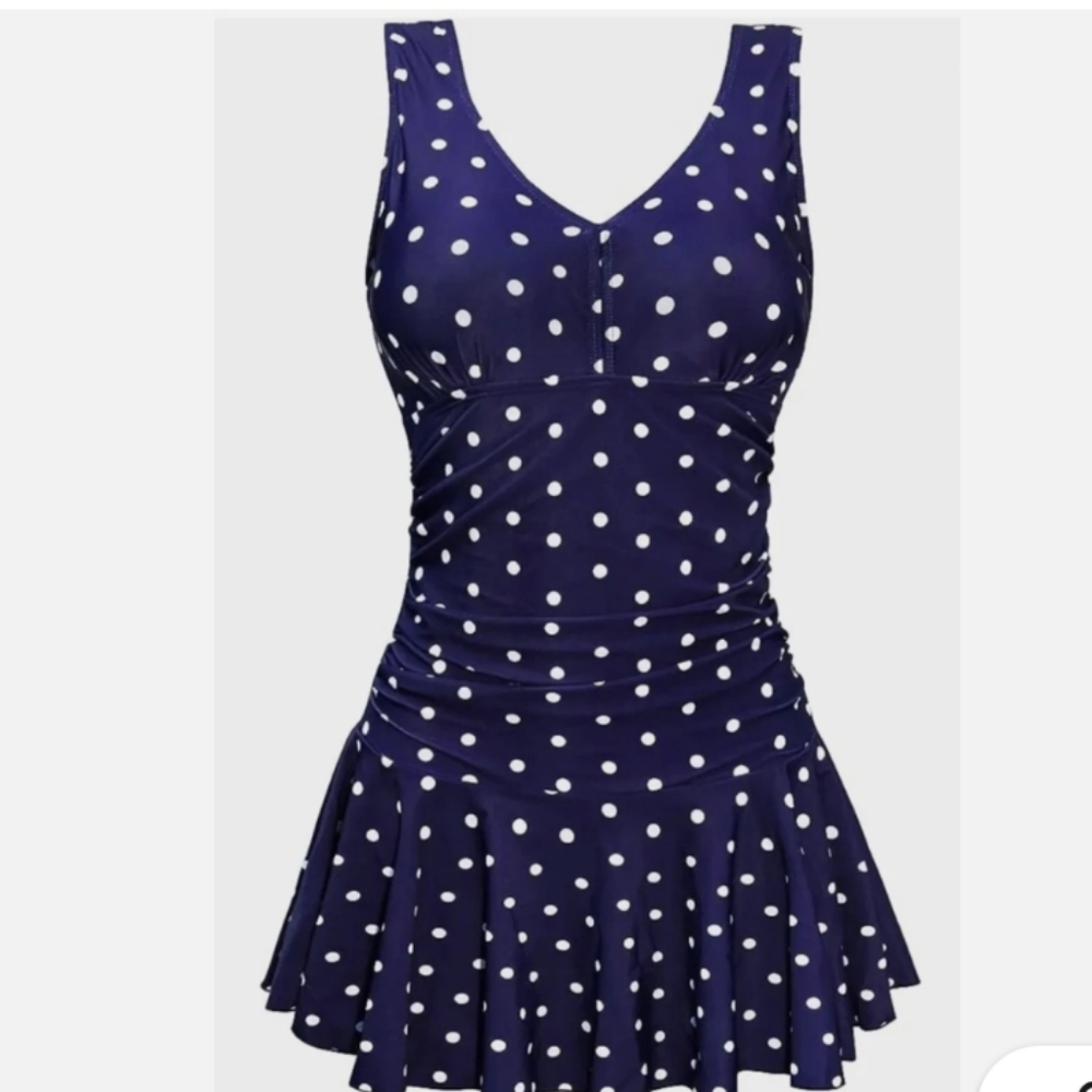 NWT Women's Navy Polka Dot One Piece Swimsuit